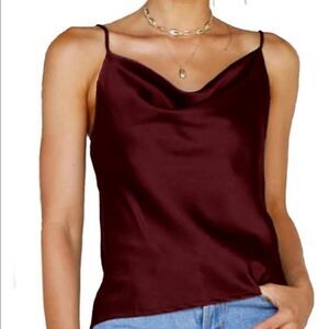 New Cowl Neck Satin Cami Silky Cami Tank Top Soft
